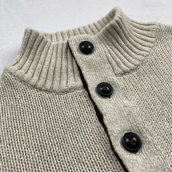 Chaps Knit Mock Neck Quarter Button Elbow Patch Long Sleeve Pullover Sweater - Picture 5 of 16